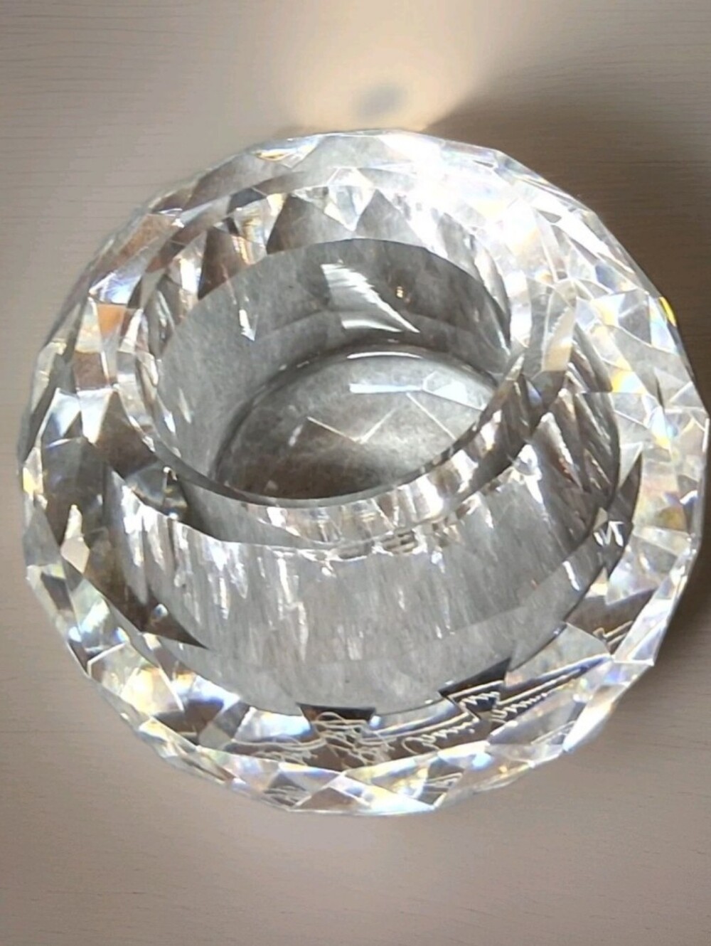Oleg Cassini Crystal Faceted Ball Cut Candle Holder Votive NIB 2.5"
